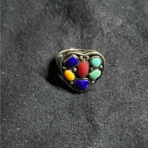 Women size 7 multi stone ring in silver